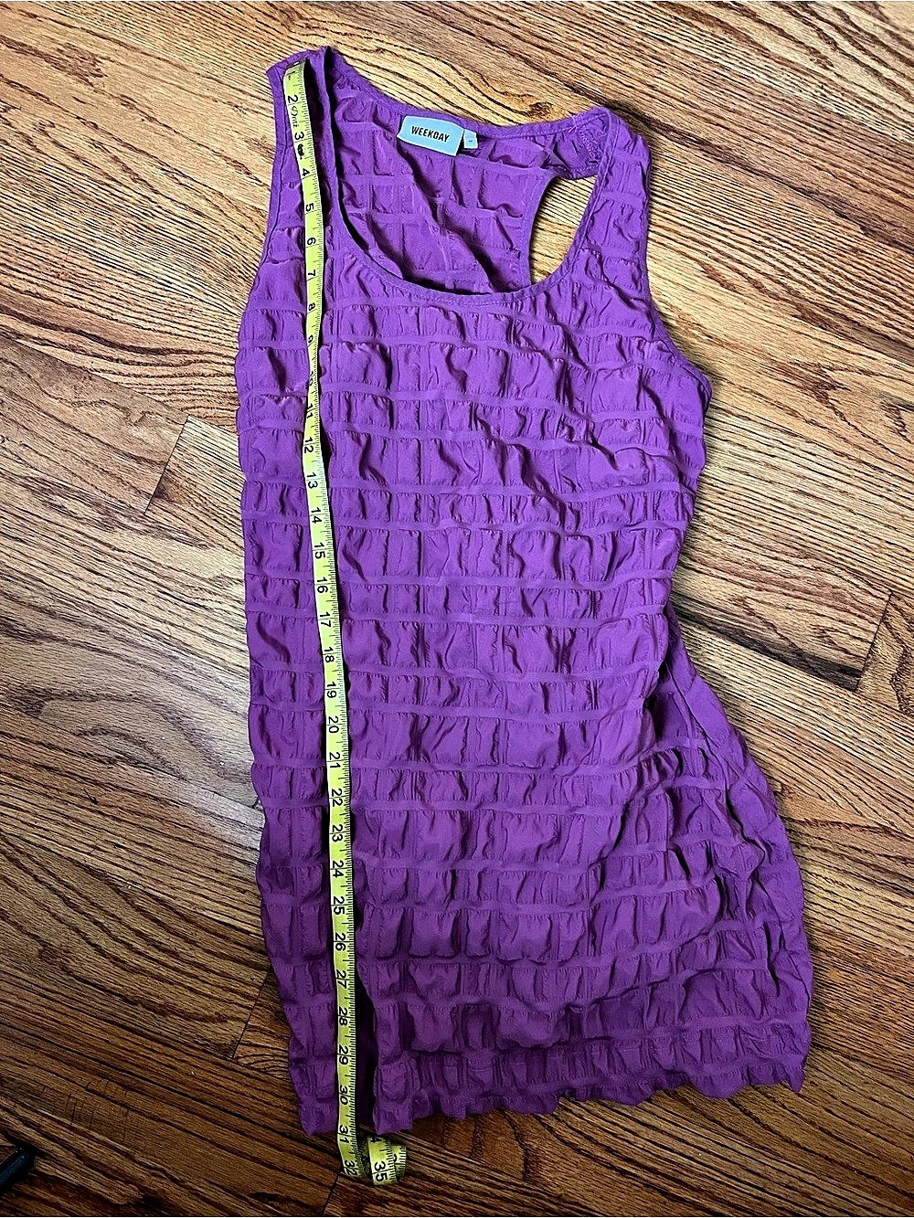 Weekday Purple Mini Dress Ruched M - Picture 4 of 8